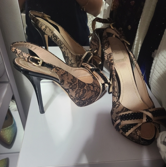 Christian Dior Printed Bow Accents slingback pumps - Picture 3 of 6